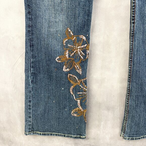 Y2K American Rag CIE Jeans Womens 9 Boot Cut Sequin Low Rise Western Retro Bling - Picture 8 of 11